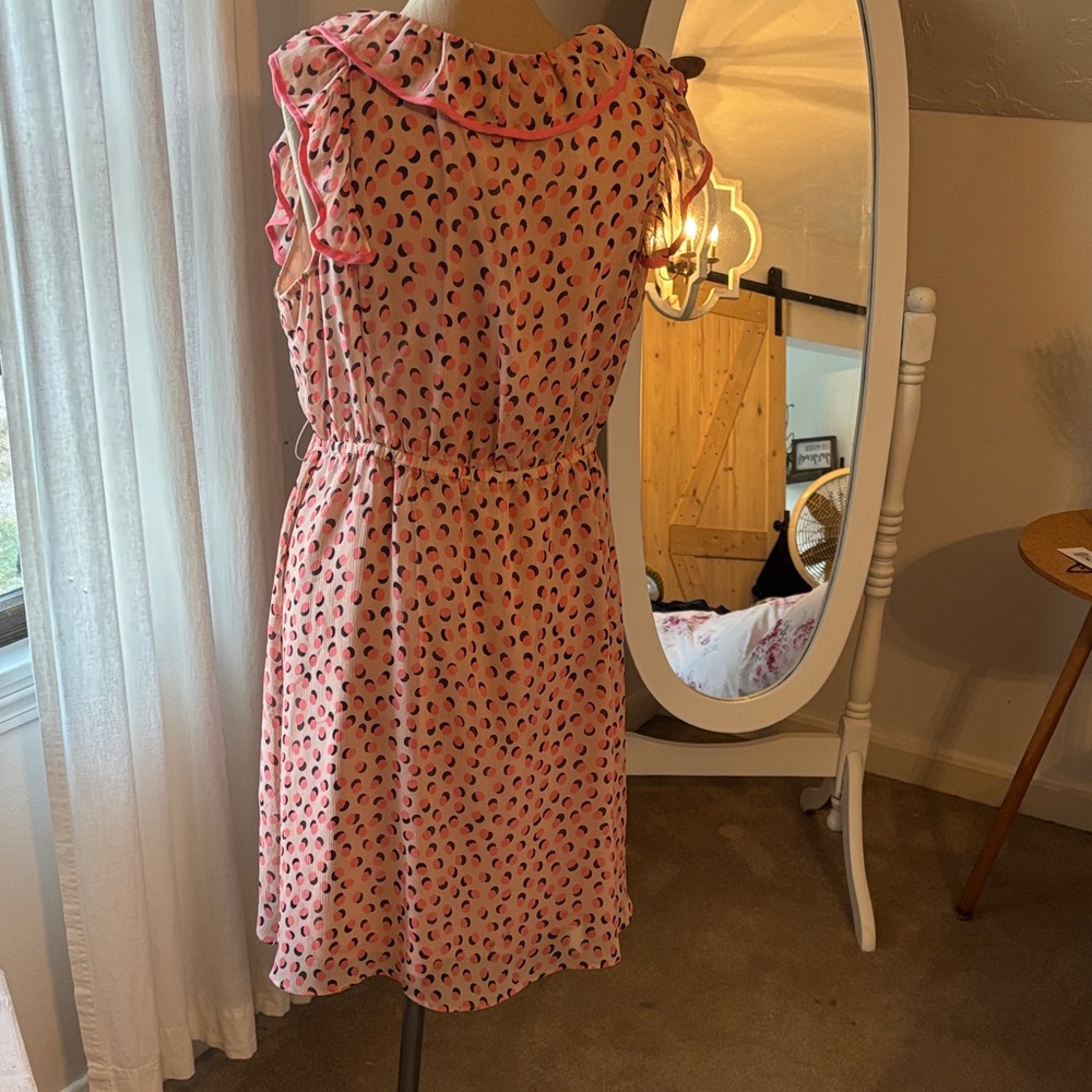 H&M Coral Ruffled Mini Dress with Polka Dots - Picture 3 of 4